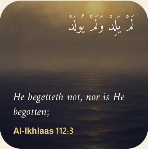 Ayah widget: He begetteth not, nor is He begotten; Al-Ikhlaas 112:3